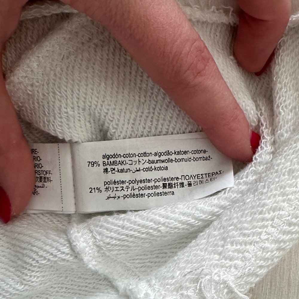 Zara Varsity Text Plush Cropped Sweatshirt Ecru California Los Angeles - Picture 6 of 8